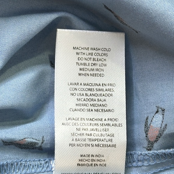 ORIGINAL PENGUIN Button-down long sleeve shirt Faded denim w penguins Sz 18m NWT - Picture 8 of 11